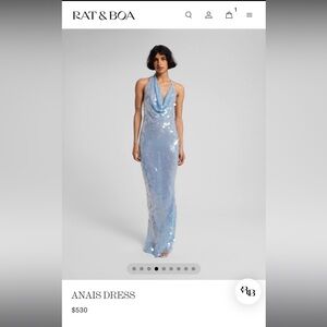 Rat & Boa Light Blue Sequin Backless Dress